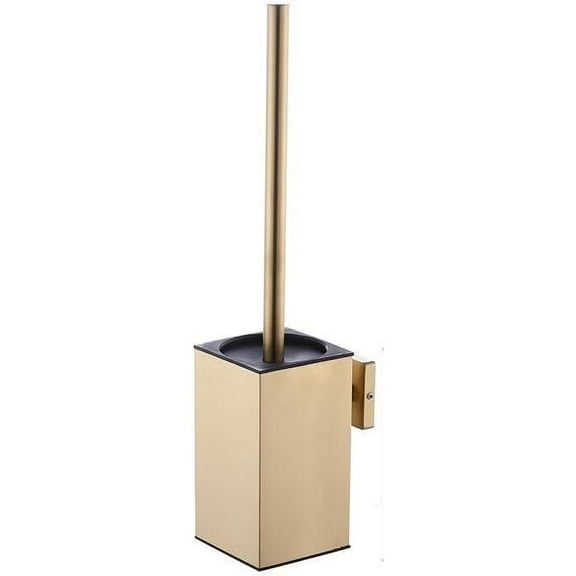Stainless Steel Toilet Brush & Holder,Wall-Mounted, long handle,Square Toilet Brush Set,Heavy Duty Cleaner for Bathroom, with Removable Plastic Brush (Gold)