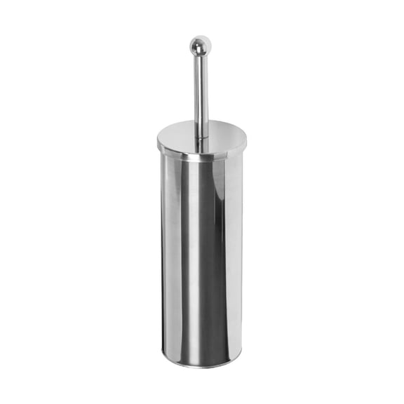 Stainless Steel Toilet Brush with Base-long-handle Cleaning Brush with Soft Bristles, Rust-resistant Container, Hygienic Closed Storage,Silver