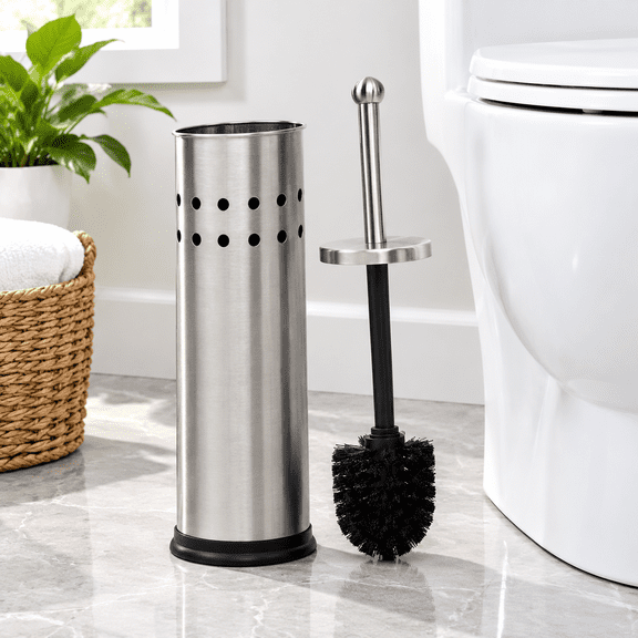 Stainless Steel Toilet Brush with Holder, 15.98 x 5.51 x 4.09 inches