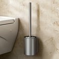 thumbnail image 1 of Stainless Steel Toilet Brush with Long Handle Compact Modern Bowl Cleaner for Bathroom, 1 of 9