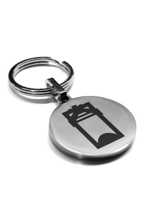 Stainless Steel Toki (Adze) Maori Symbol Round Medallion Keychain Circle Ring