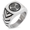 thumbnail image 1 of Tioneer Stainless Steel Tokugawa Samurai Crest Chevron Pattern Biker Style Polished Ring, 1 of 1