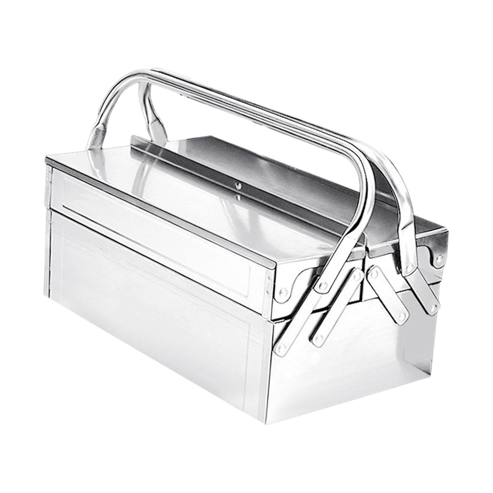 Stainless Steel Tool Box Carry Case Storage Box for Household Car Trunks Car 420mm Double layer