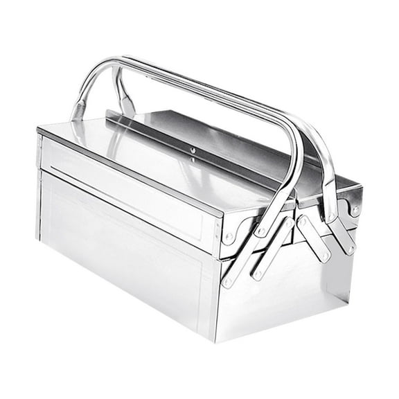 Stainless Steel Tool Box Carry Case Storage Box for Household Car Trunks Car 420mm Double layer
