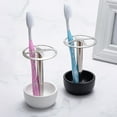 thumbnail image 1 of Stainless Steel Toothbrush Holder under $5! Xqxayjr Stainless Steel Toothbrush Holder, 4-Slot Bathroom Organizer, Metal Toothbrush Stand, Countertop Storage, Multi-Purpose Organizer, Office Home Use, 1 of 9