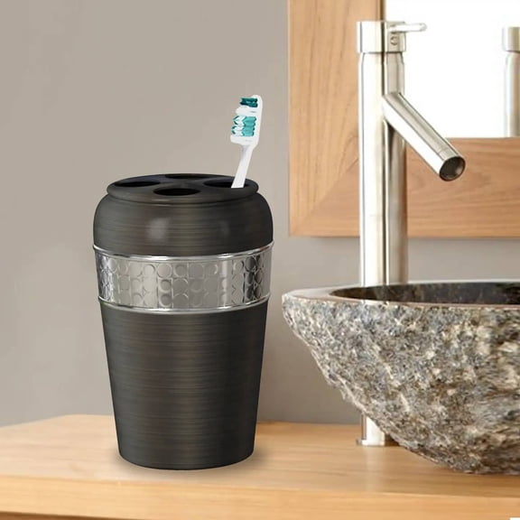 Stainless Steel Toothbrush Holder | Compact Multi-Slot Holder for Toothbrushes,Razors & Makeup Accessories | Oil Rubbed Bronze Finish
