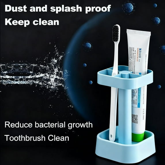 Stainless Steel Toothbrush Holder with Lid | Covered Toothbrush Stand & Cup | 6-Slot Toothbrush Organizer | Bathroom Countertop Storage for Family