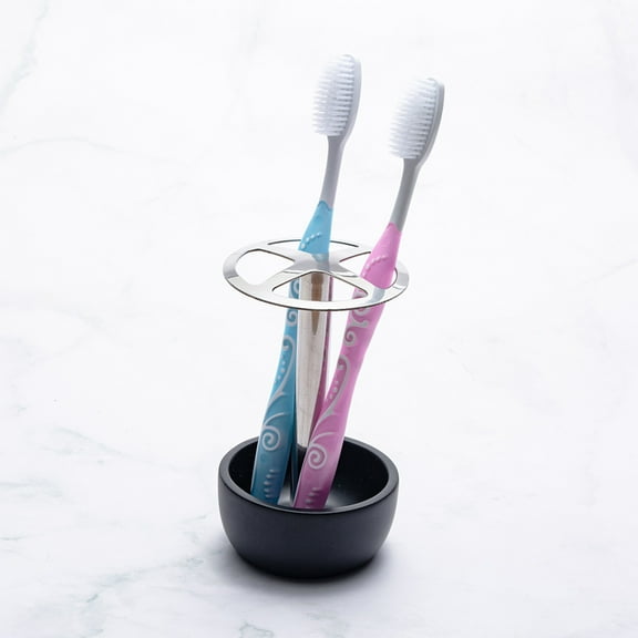 Stainless Steel Toothbrush Stand, 4 Slots Multi-Purpose Metal Storage Organizer, For Home Office Bathroom Vanity Countertop, Stable Base, Durable, Organizes Toothbrushes Pencils Cosmetic Brushes