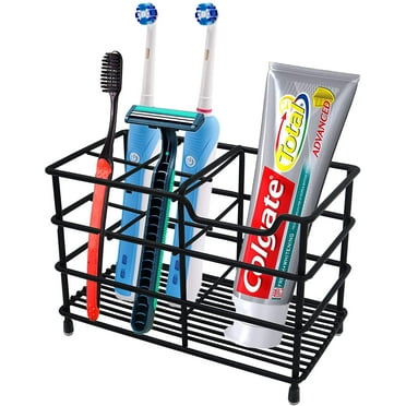 Stainless Steel Toothbrush and Toothpaste Holder for Bathroom, Sturdy and Hygienic, Drain and Rust Prevention, Black