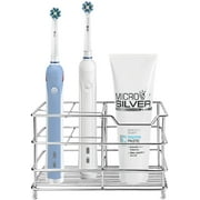 Stainless Steel Toothbrush and Toothpaste Holder for Bathroom, Sturdy and Hygienic, Drain and Rust Prevention, Silver