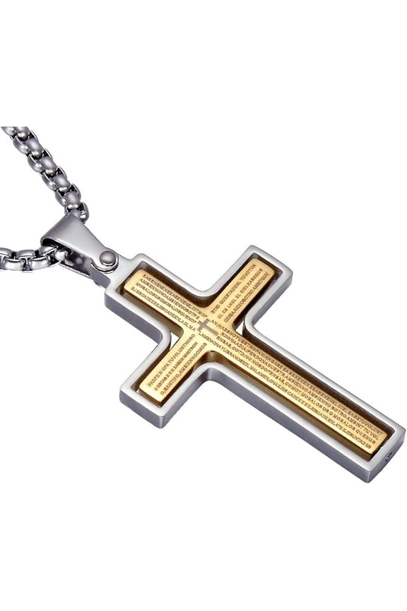 Stainless Steel Top Bible Verse Cross Necklaces for Men Women Religion Religious Scripture Pendant Necklace Christian Jewelry Gifts,23.6" Chain[u012]
