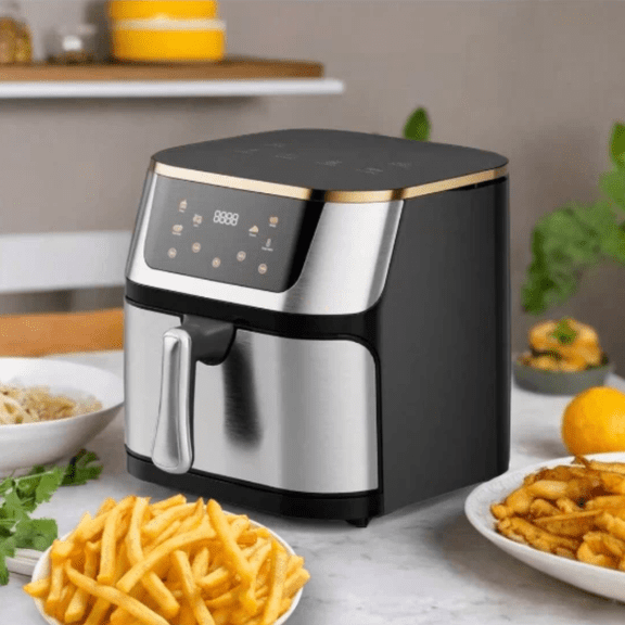 Stainless Steel Touch Screen Air Fryer, Customizable Program Options, Six In One Function, Crispy, Baked, Dehydrated, Baked, Reheated