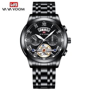Stainless Steel Tourbillon Watch Men's Student Quartz Watch Business Calendar Waterproof Steel Belt Watch Large Dial Luminous