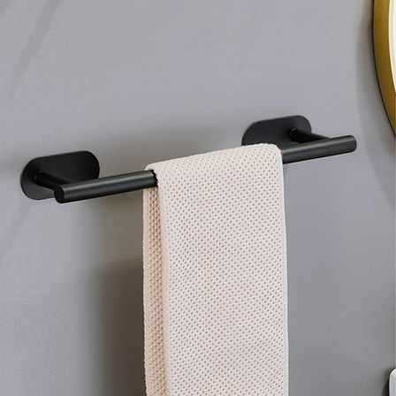 Stainless Steel Towel Bar | No-Drill Adhesive Mount | Modern Bathroom Towel Rack | 40cm Towel Storage Holder | Gold Black Silver Options