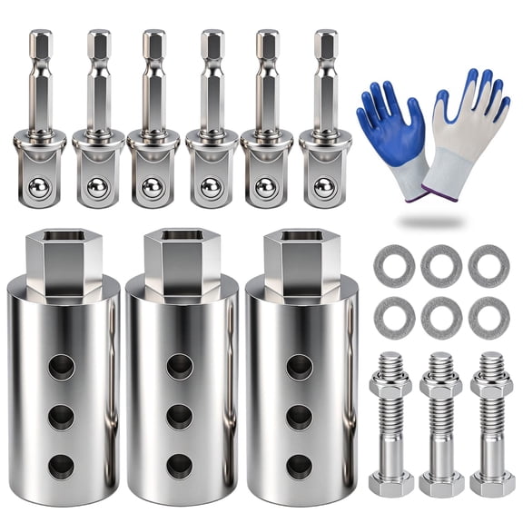 Stainless Steel Trailer Jack Electric Drill Adapter, Heavy Duty RV Stabilizer Jack Socket Attachment, Quick Leveling Tool for Drills, Fits Most Camper, Boat and Utility Trailer Jacks (3Set)
