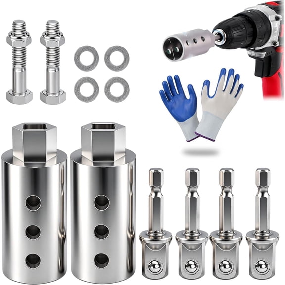 Stainless Steel Trailer Jack Electric Drill Adapter, Heavy Duty RV Stabilizer Jack Socket Attachment, Quick Leveling Tool for Drills, Fits Most Camper, Boat, and Utility Trailer Jacks (2 Set)