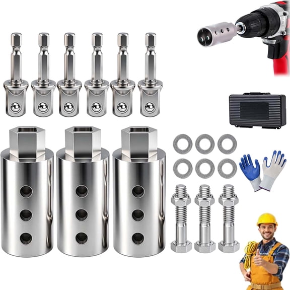 Stainless Steel Trailer Jack Electric Drill Adapter, Heavy Duty RV Stabilizer Jack Socket Attachment, Quick Leveling Tool for Drills, Fits Most Camper, Boat, and Utility Trailer Jacks (3 PC)