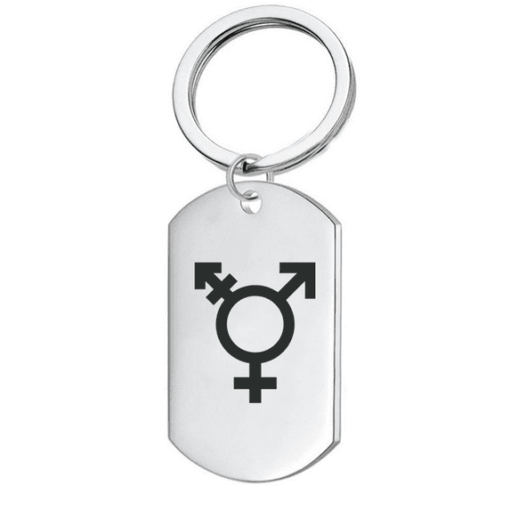 Stainless Steel Transgender Pride Keychain Trans Symbol Keyring Pendant Lgbt Trans Gift, Silver