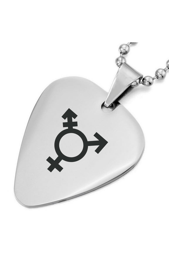 Stainless Steel Transgender Symbol Guitar Pick Pendant Male Female Gender Identity Necklace Trans Jewelry Lgbtq Pride Gift