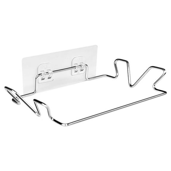 Stainless Steel Trash Bag Holder, Hanging Trash Can Rack for Cabinets/Door/Cupboards/Wall, Plastic Bag Holder with Adhesive Wall Sticker, Kitchen Under Sink Dishcloth Rack