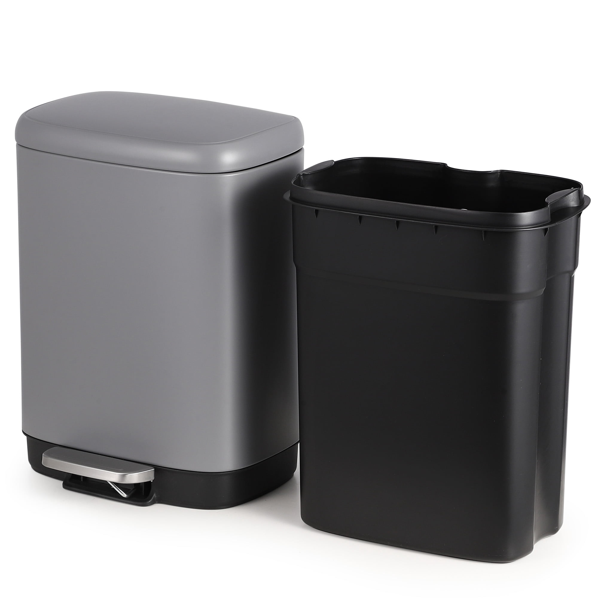 Stainless Steel Trash Can, 3.2 Gallon Lid, Soft Closing Pedal, Fingerprint Resistant, Durable, Suitable for Kitchen Bathroom Trash Can