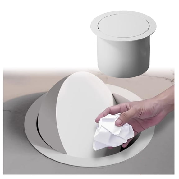 Stainless Steel Trash Can Balance Flap Cover,Countertop Flush Built-in Balance Swing Flap Garbage Lid,Anti-Fingerprint Garbage Can Lid for Kitchen