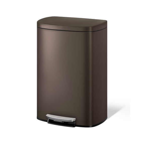 Stainless Steel Trash Can Combo Set – 13.2 & 2.6 Gallon Rustproof Garbage Bins with Step-On Pedal, Removable Inner Buckets, Rear Handle – Kitchen Bathroom Office