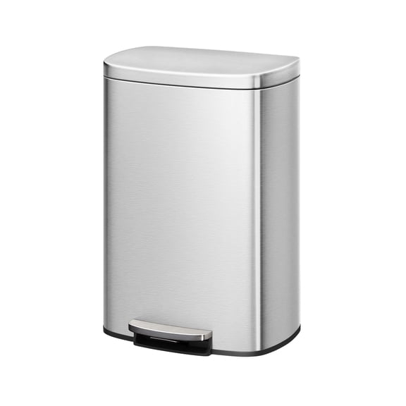 Stainless Steel Trash Can Combo Set – 13.2 & 2.6 Gallon Step-On Garbage Bins with Soft-Close Lids, Removable Inner Buckets – Rustproof for Kitchen Bathroom Office