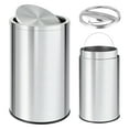thumbnail image 1 of Stainless Steel Trash Can with Lid, 13 Gallon/18.5 Gallon Swing Top Garbage Can with Removable Inner Bucket, Round Waste Container Recycling Bin for Kitchen, Office, Silver, 1 of 7