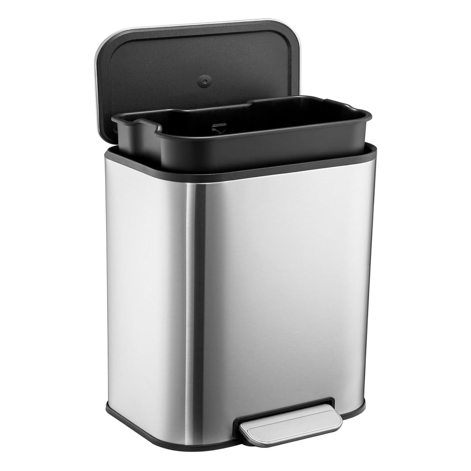 Stainless Steel Trash Can with Pedal Rectangular Kitchen Bin, Smudge ...
