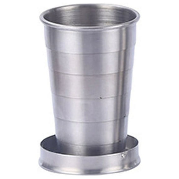 Stainless Steel Travel Cup, Collapsible Shot Glass, 12oz Silver Pocket Cup, Leak-proof & Dishwasher Safe for Easy Cleaning, Perfect for Camping, Backpacking, and Emergency Outdoor Use