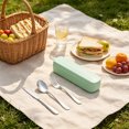 thumbnail image 1 of Stainless Steel Travel Cutlery Set Reusable Flatware With Portable Storage Case For Office Lunch Camping Green, 1 of 6
