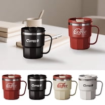 Stainless Steel Travel Mug Double Wall Insulated Coffee Cup 400ml | Spill-Proof Lid, Straw & Flip Top | Handle Leakproof Portable Reusable Drink Cup for Office & Travel