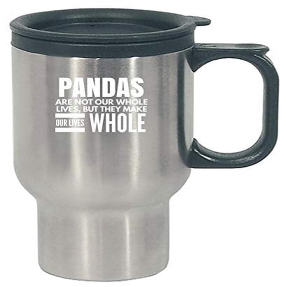 Stainless Steel Travel Mug - Pandas Animal Gift with Bamboo Theme
