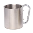 thumbnail image 1 of Stainless Steel Travel Mug with D-Ring Carabiner Hook Handle - Water Coffee Cup for Outdoor Camping, Carabiner Mug 10oz for Hiking & Travel, 1 of 8