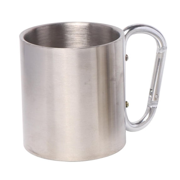 Stainless Steel Travel Mug with D-Ring Carabiner Hook Handle - Water Coffee Cup for Outdoor Camping, Carabiner Mug 10oz for Hiking & Travel