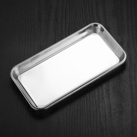Stainless Steel Tray, Rectangular Serving Platter with Raised Edge, Metal Sandwich Plate, Kitchen and Cafe Tray