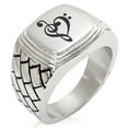 thumbnail image 1 of Stainless Steel Treble Bass Clef Musical Heart Geometric Pattern Step-Down Biker Style Polished Ring, 1 of 1
