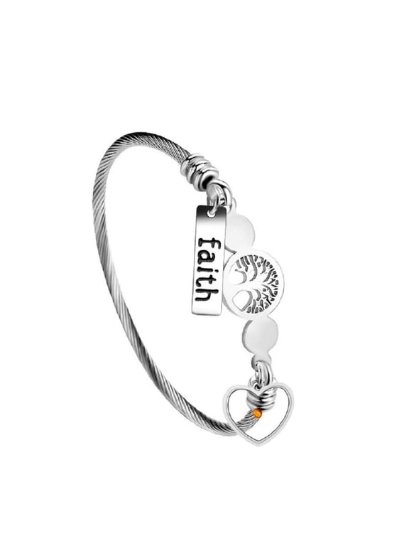 Stainless Steel Tree Of Life Twisted Cable Cuff Bangle Bracelet Faith Mustard Seed Charms Christian Bracelets Y1029