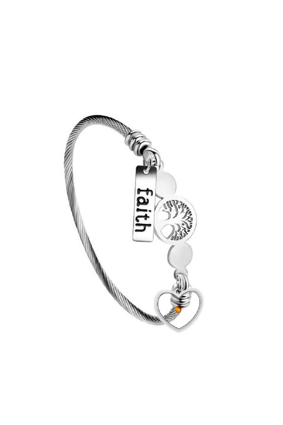Stainless Steel Tree Of Life Twisted Cable Cuff Bangle Bracelet Faith Mustard Seed Charms Christian Bracelets Y1029