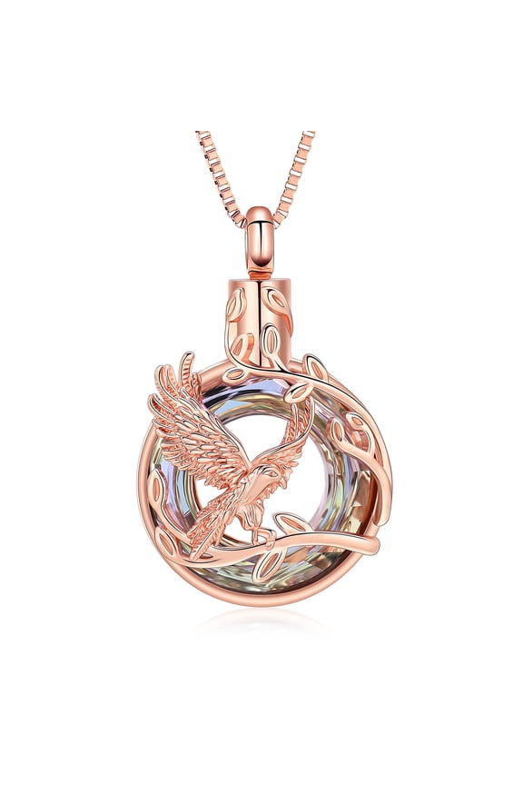 Stainless Steel Tree of Life Eagle Cremation Urn Pendant Memory Necklace Necklace for Cremation Ashes Keepsake Memorial Jewelry