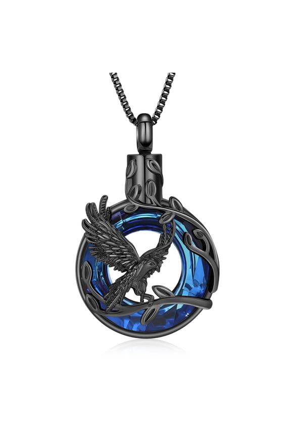 Stainless Steel Tree of Life Eagle Cremation Urn Pendant Memory Necklace Necklace for Cremation Ashes Keepsake Memorial Jewelry