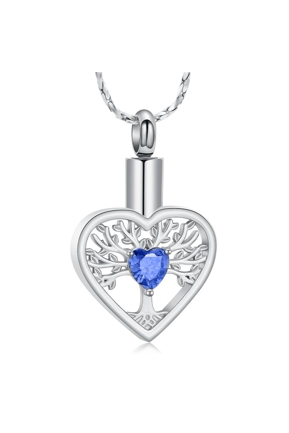 Stainless Steel Tree of Life Heart Urn Pendant Necklace for Cremation Ashes Holder Memory Necklace Memorial Jewelry