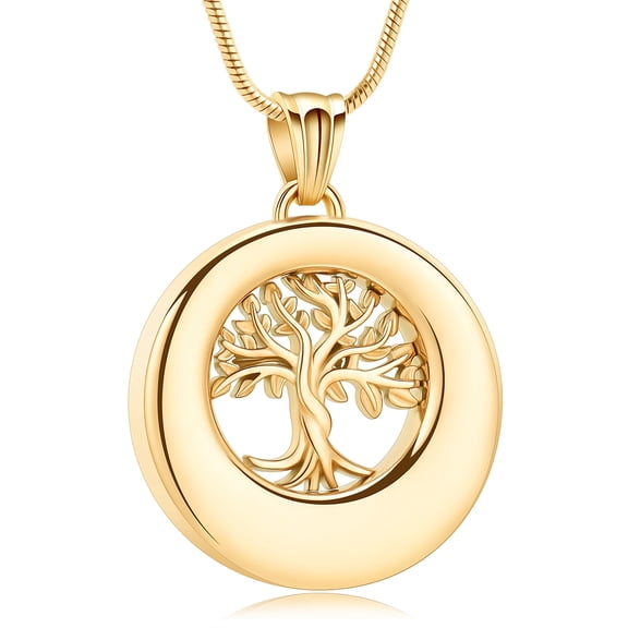 Stainless Steel Tree of Life Pendant Ashes Urn Pendant Necklace for Cremation Ashes of Loved One Memorial Jewelry