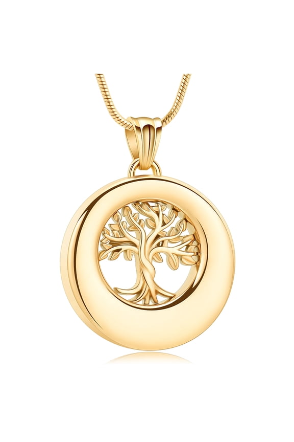 Stainless Steel Tree of Life Pendant Ashes Urn Pendant Necklace for Cremation Ashes of Loved One Memorial Jewelry