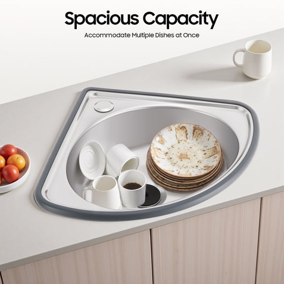 Stainless Steel Triangle Corner Basin Thick Small Sink Wall Mounted Single Bowl for Restaurants, Homes