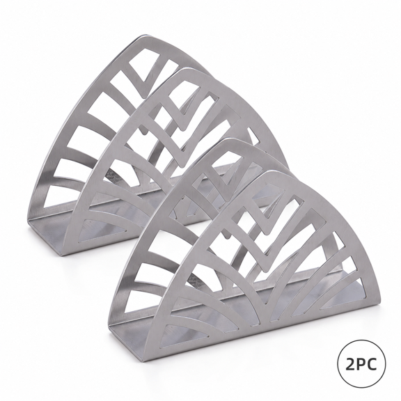 Stainless Steel Triangle V-Pattern Standing Napkin Holder 2 Pack Modern Minimalist Table Tissue Organizer for Restaurant Bar Hotel Café Kitchen Use