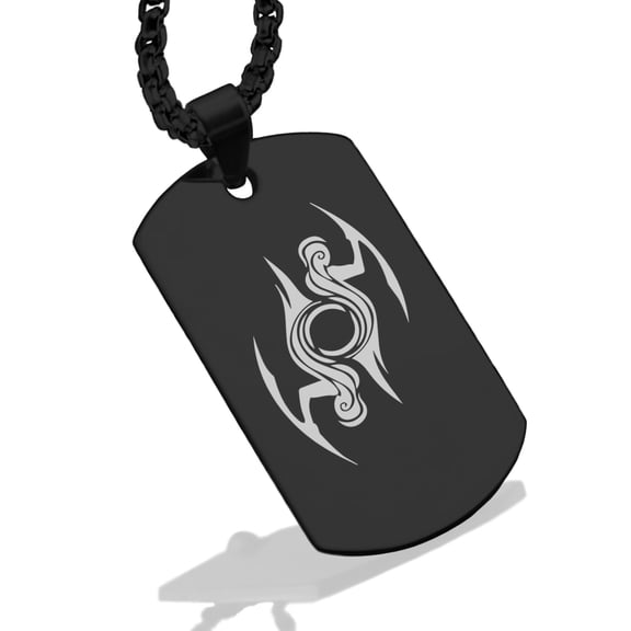 Stainless Steel Tribal Gemini Zodiac (Twins) Dog Tag Pendant Necklace