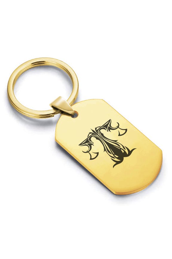 Stainless Steel Tribal Libra Zodiac (Scales) Dog Tag Keychain Circle Ring