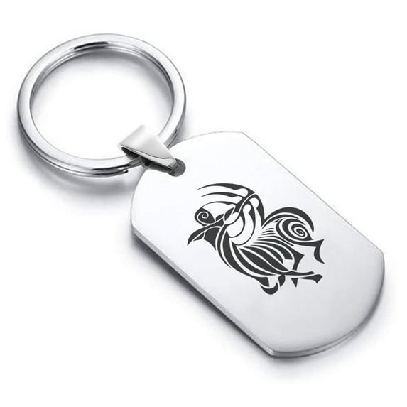 Stainless Steel Tribal Sagittarius Zodiac (Centaur Archer) Dog Tag Keychain Circle Ring